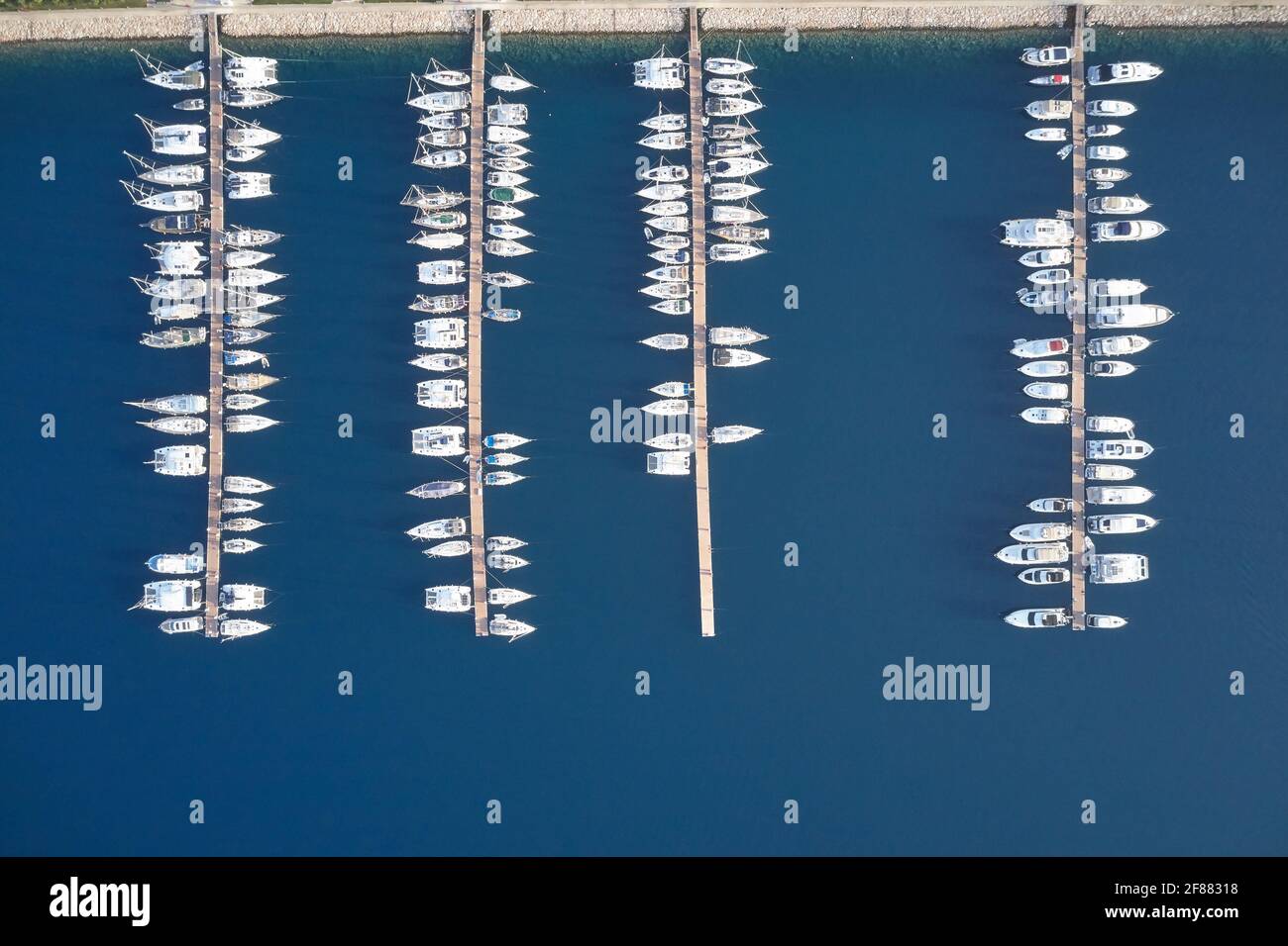 Aerial view of luxury yachts anchored in harbour Stock Photo - Alamy
