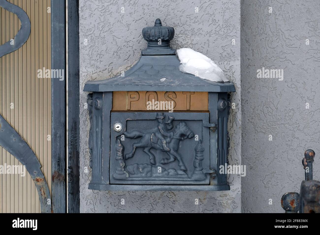 Unusual letterbox in the center of the frame. Stock Photo