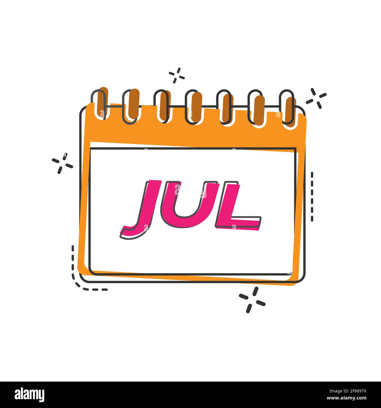 JULY. A flip calendar sheet with the name of the month of the year 