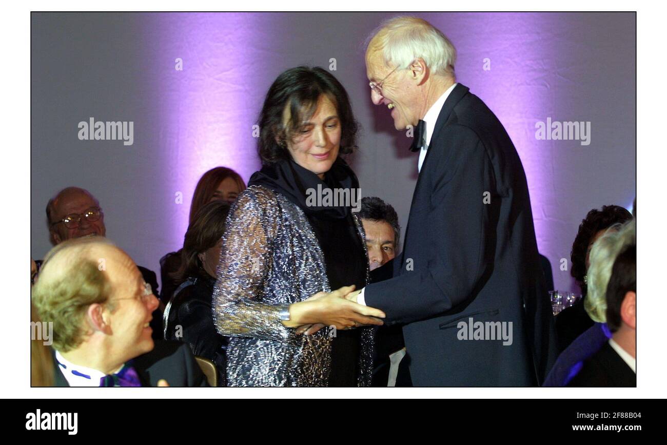 Whitbread Book of the Year.......Winning author...Claire Tomalin congratulated by  husband Michael Frayn, pic David Sandison 20/1/2003 Stock Photo
