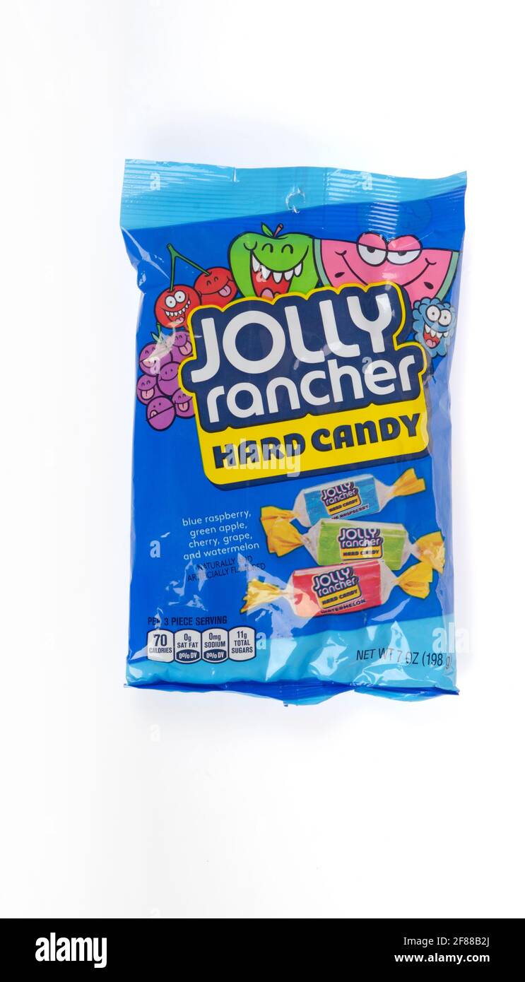 Jolly Rancher Hard Candy Bag by The Hershey Company on Isolated White Stock Photo