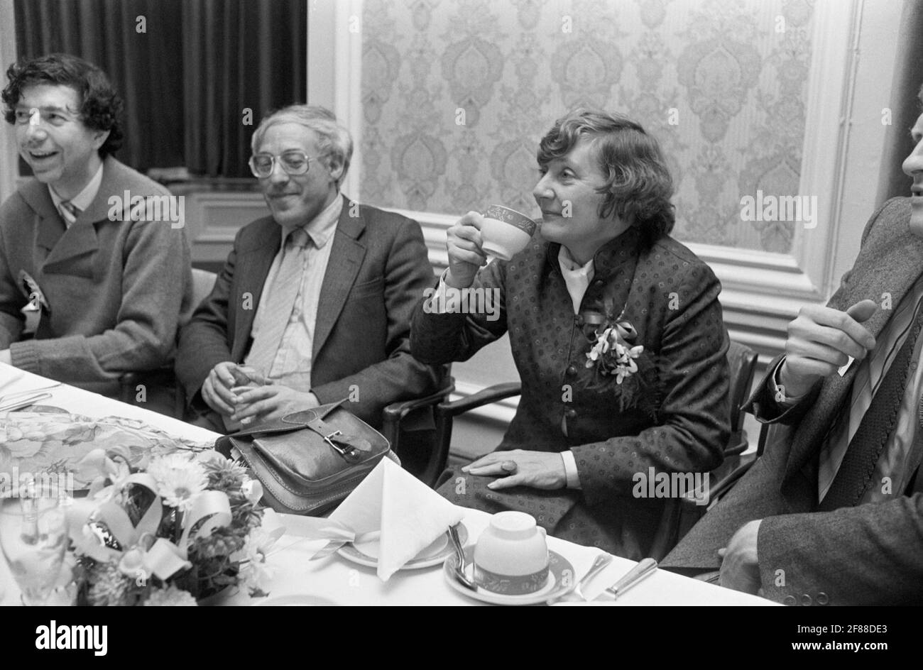 File photo dated 27/11/81 of Shirley Williams enjoying a 4am breakfast as the newly-elected Social Democratic MP for Crosby. The former cabinet minister and Liberal Democrat peer, Baroness Williams of Crosby, has died aged 90, the Liberal Democrats have said. Issue date: Monday April 12, 2021. Stock Photo