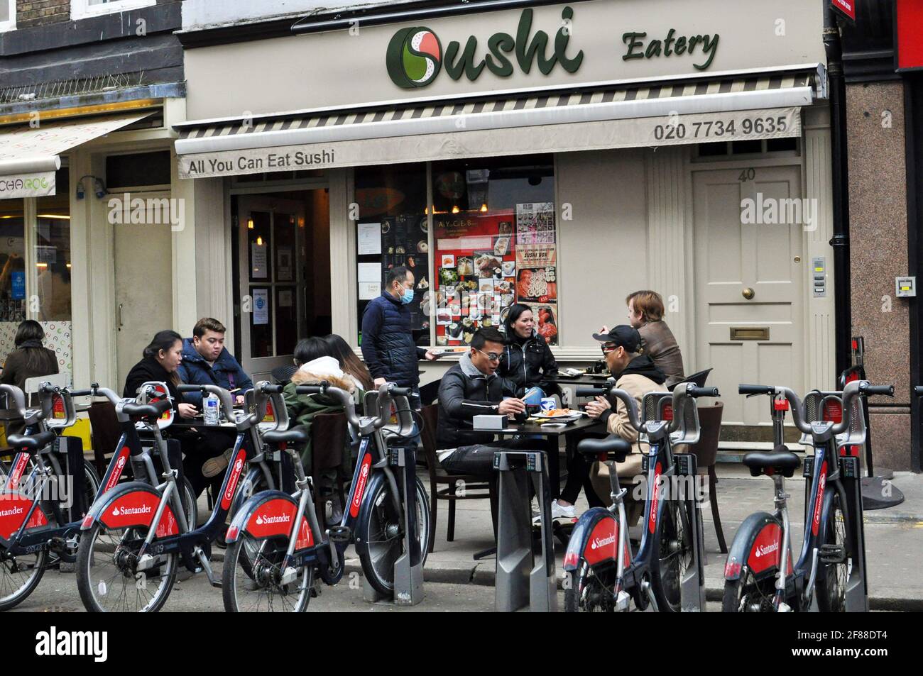 London, UK. 12th Apr, 2021. Lock down eased in Soho and Chinatown as pubs and restaurants with outdoor facilities allowed to open as well as non-essential shops. Credit: JOHNNY ARMSTEAD/Alamy Live News Stock Photo