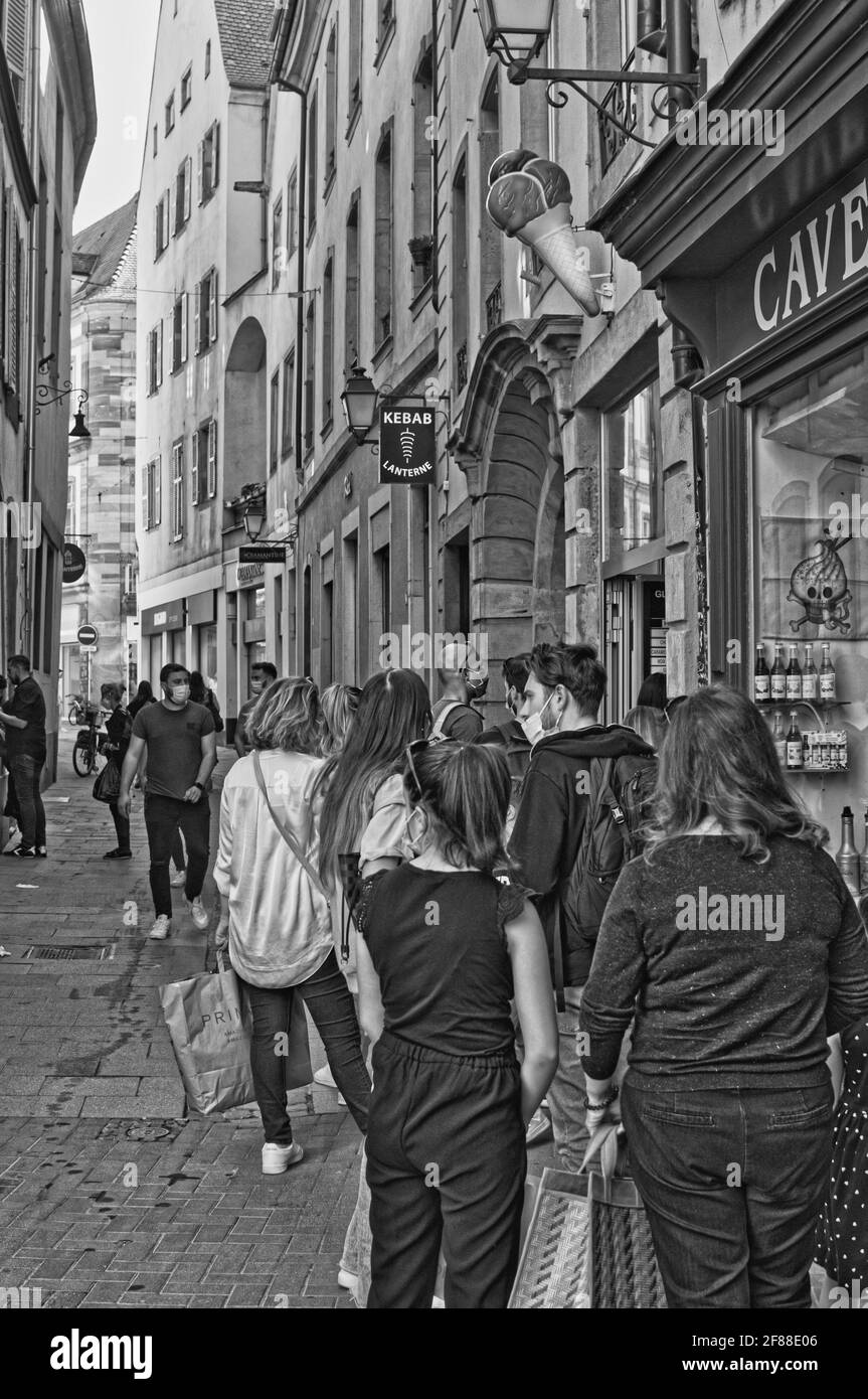 Minimalism architecture-Street photography in Strasbourg city during Spring 2021 during Covid time Stock Photo