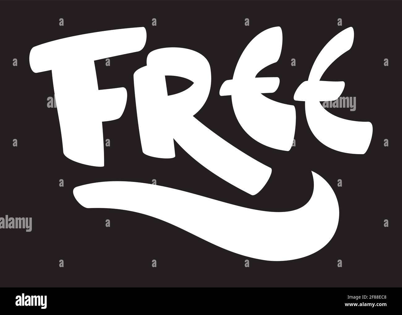Free Hand Lettering Calligraphy with Brush Pen isolated on black background. Handwritten vector print illustration Stock Vector