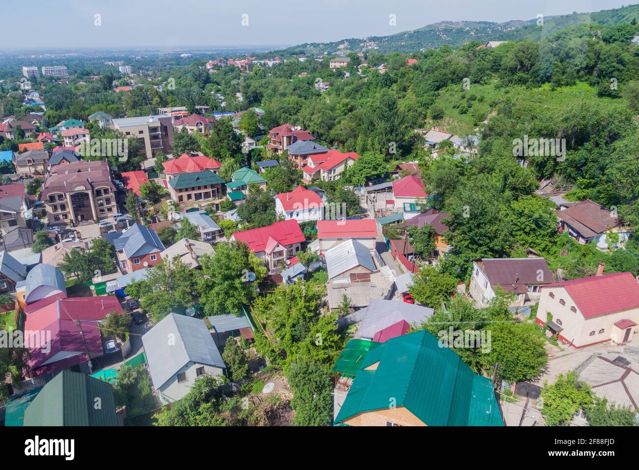 Aerial view of Almaty suburbs, Kazakhstan Stock Photo