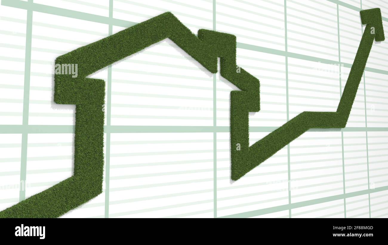 House Rising Arrow rising arrow shaped like a house with fire and explosion Stock Photo ...