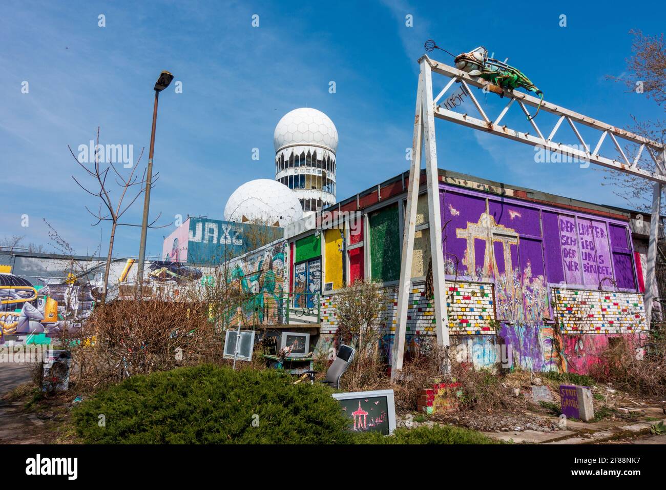 Former Cold War NSA listening station on top of Teufelsberg in Berlin Stock Photo