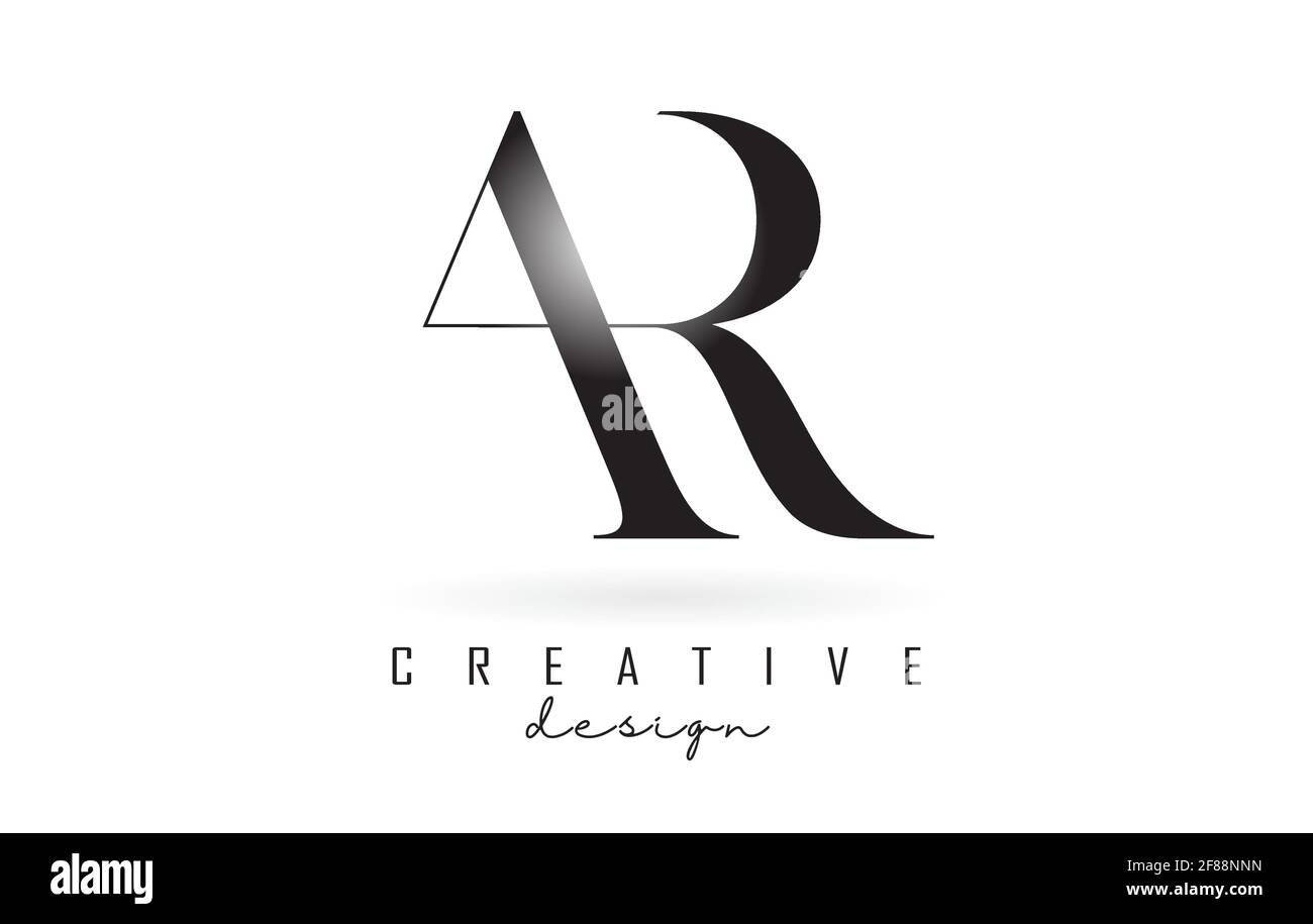 AR a r letter design logo logotype concept with serif font and elegant style. Vector illustration icon with letters A and R. Stock Vector