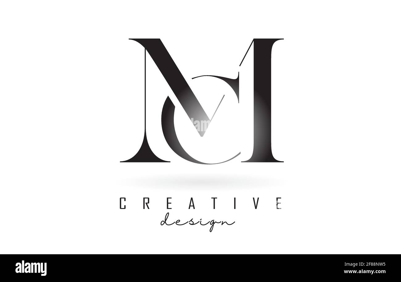 MC m c letter design logo logotype concept with serif font and ...