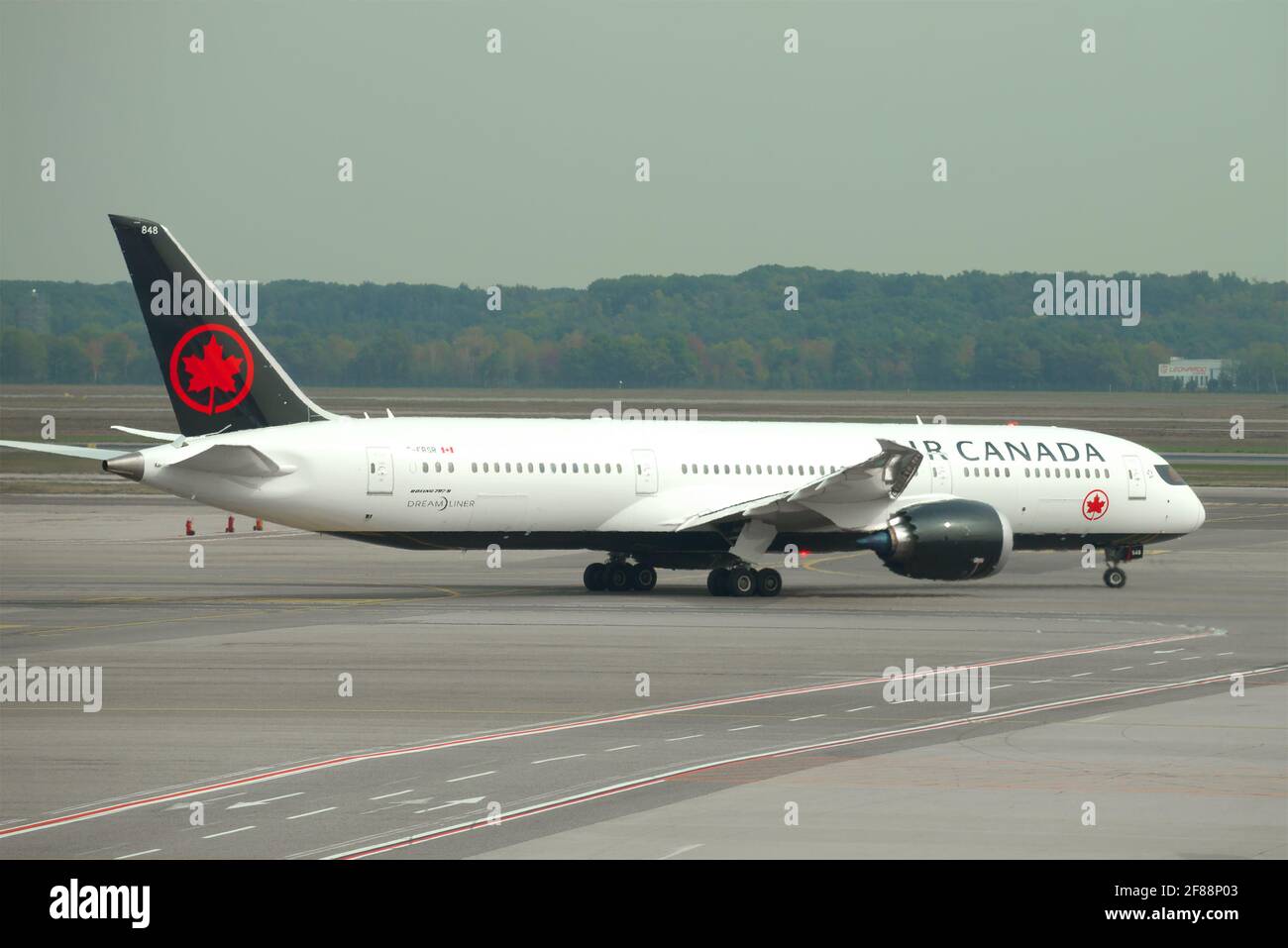 MILAN, ITALY-SEPTEMBER 18, 2017: Aircraft Boeing 787-9 Dreamliner (C-FRSR) of Air Canada before departure from Malpensa Airport Stock Photo