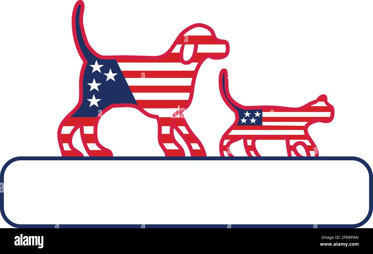 Happy July 4th dog and cat header footer banner vector illustration ...
