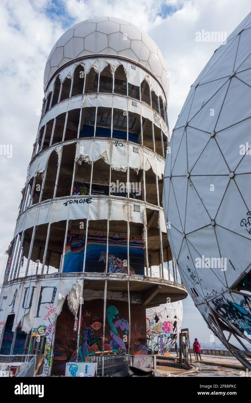 Former Cold War NSA listening station on top of Teufelsberg in Berlin Stock Photo