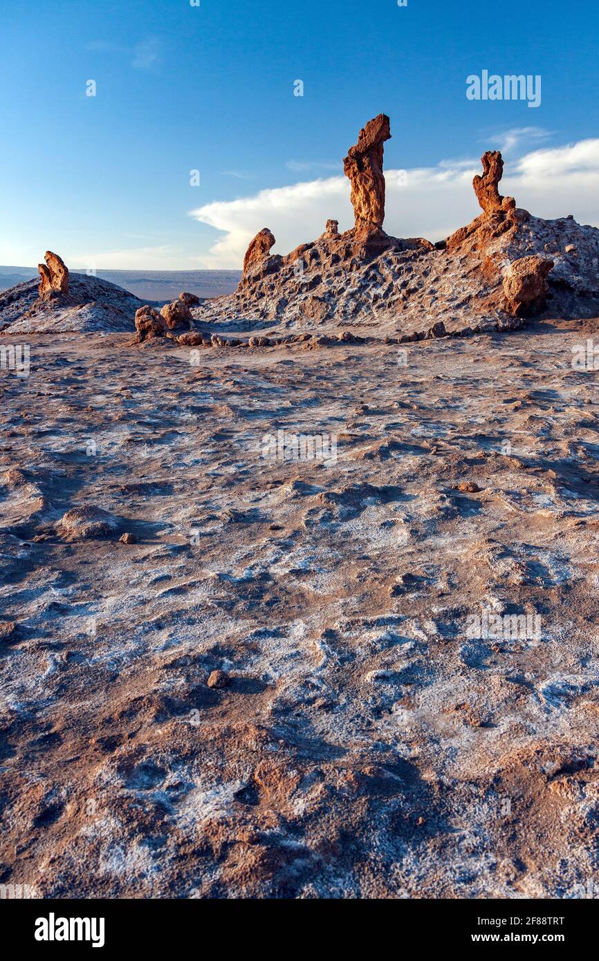 Rock formations in the Atacama Desert high on the altiplano in northern ...