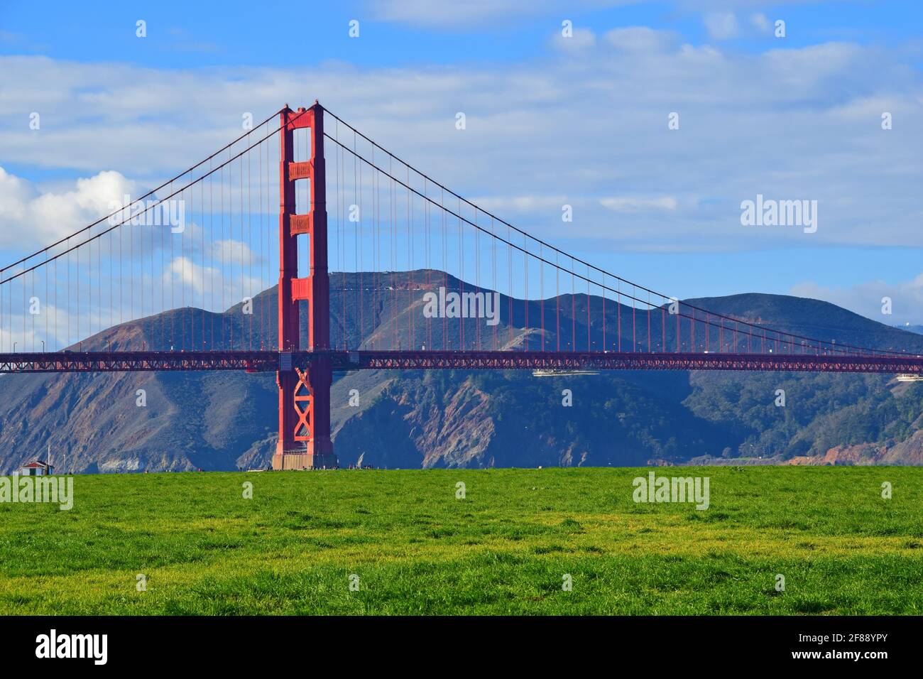 Golden Gate Bridge and Marina Green Stock Photo