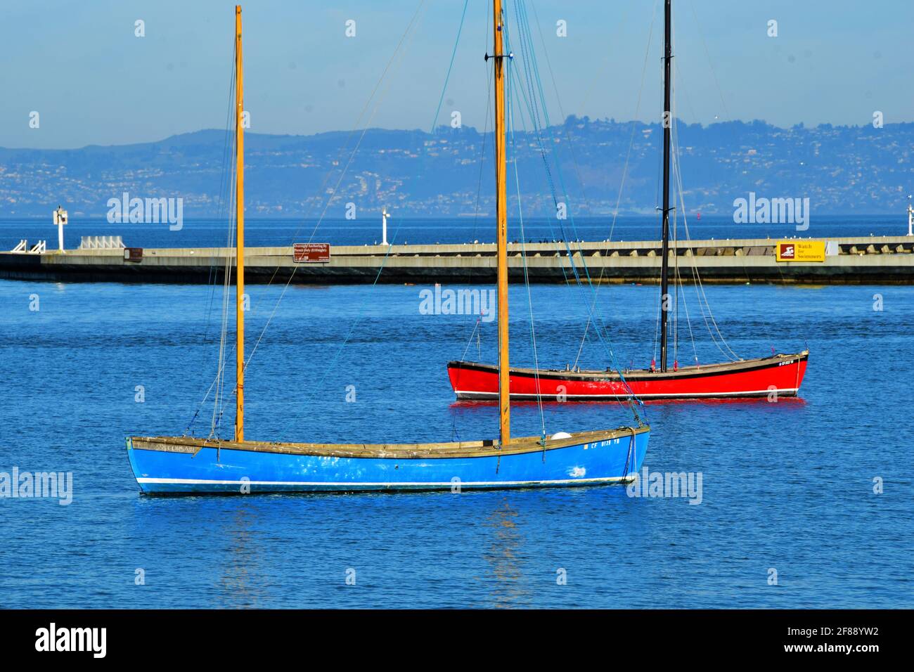 Long Boats at San Francisco Aquatic Center Stock Photo