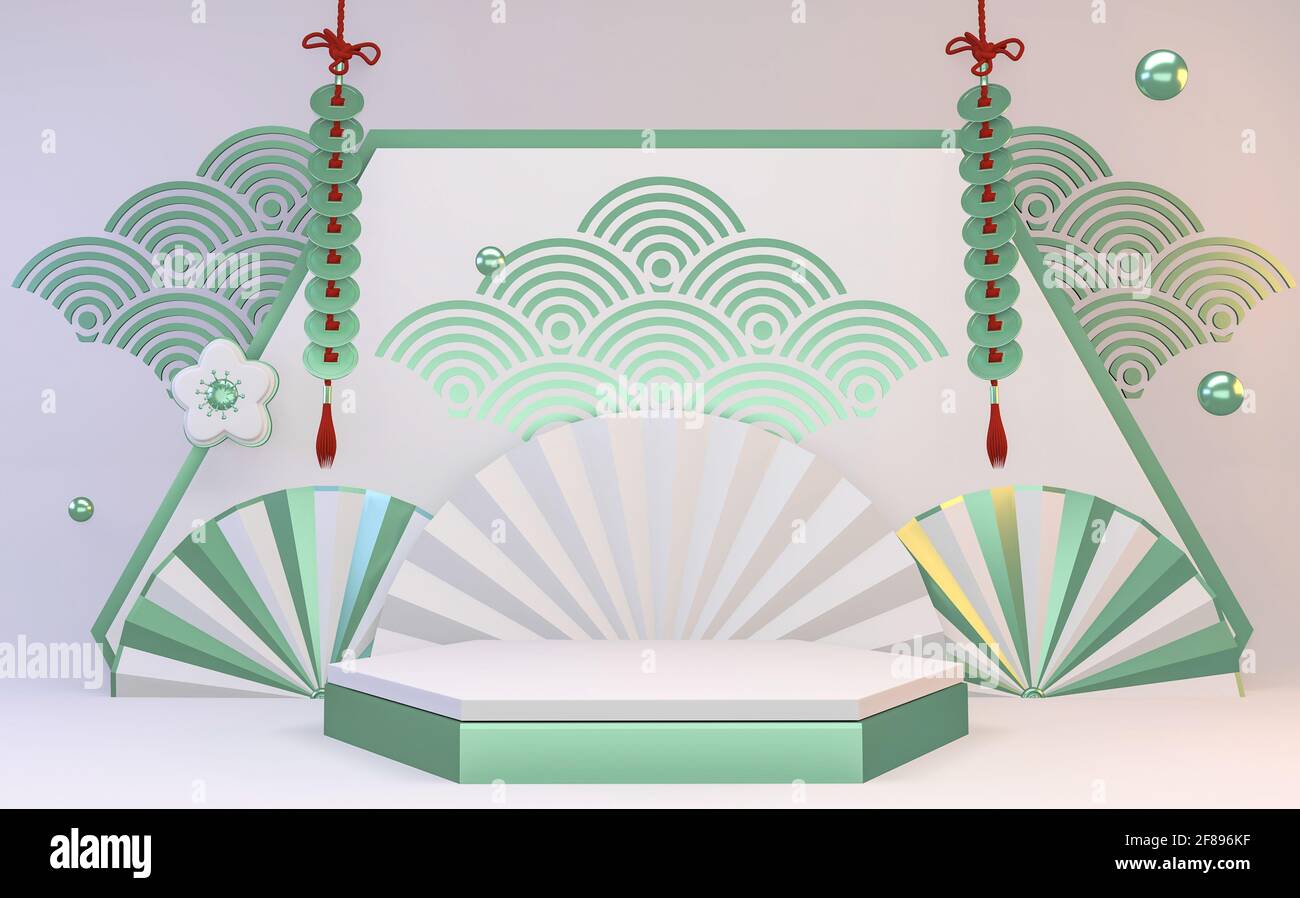 Display Mointed Examples The Mock up mint Podium for product display minimal geometric design.3D ...