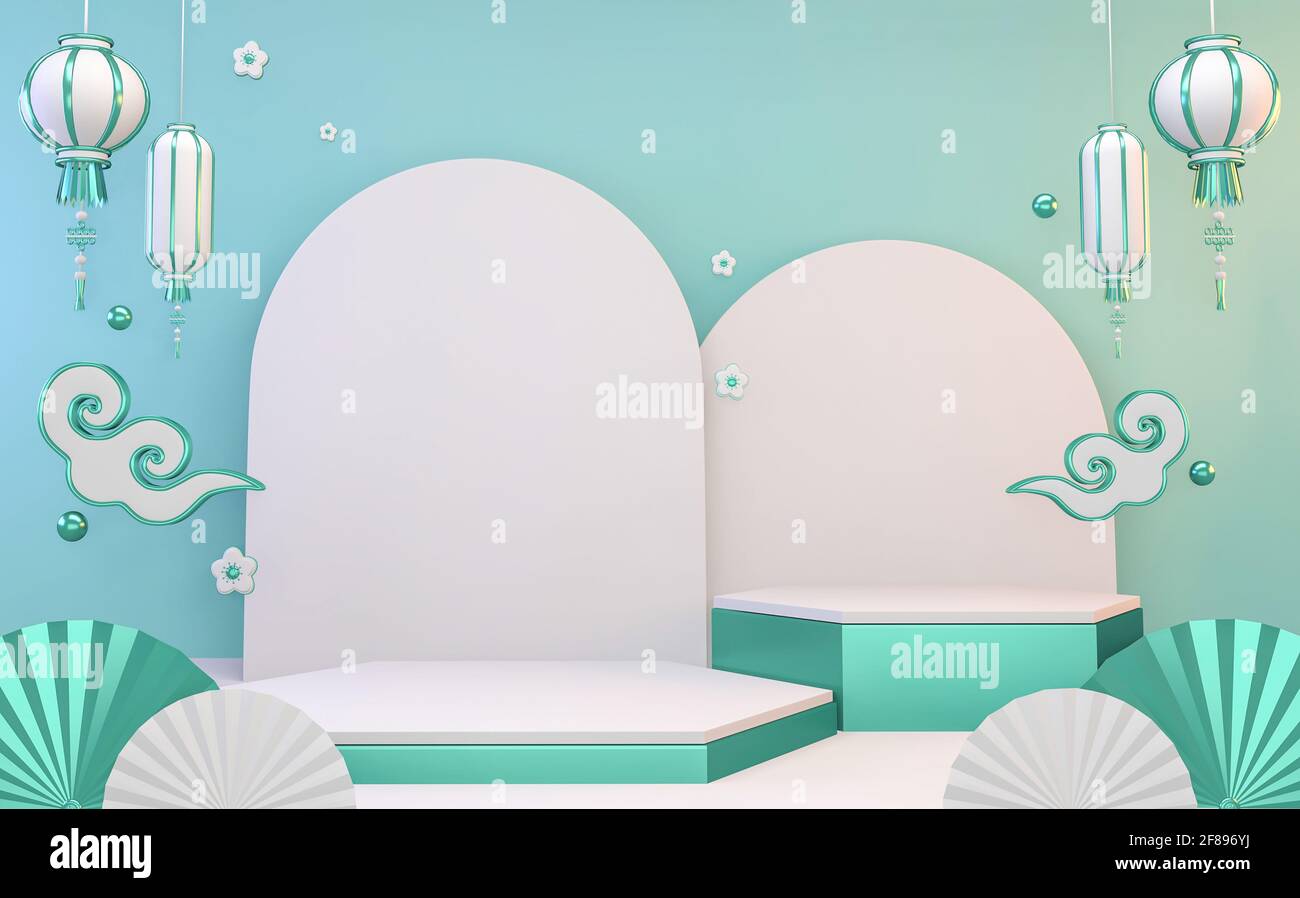Display Mointed Examples The Mock up mint Podium for product display minimal geometric design.3D ...
