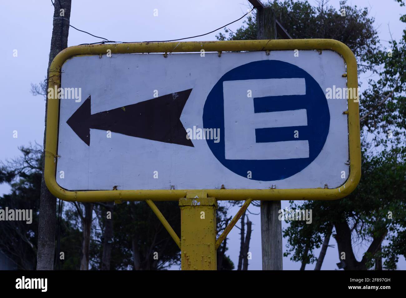 Sign indicating parkking (in spanish, estacionamiento) Stock Photo