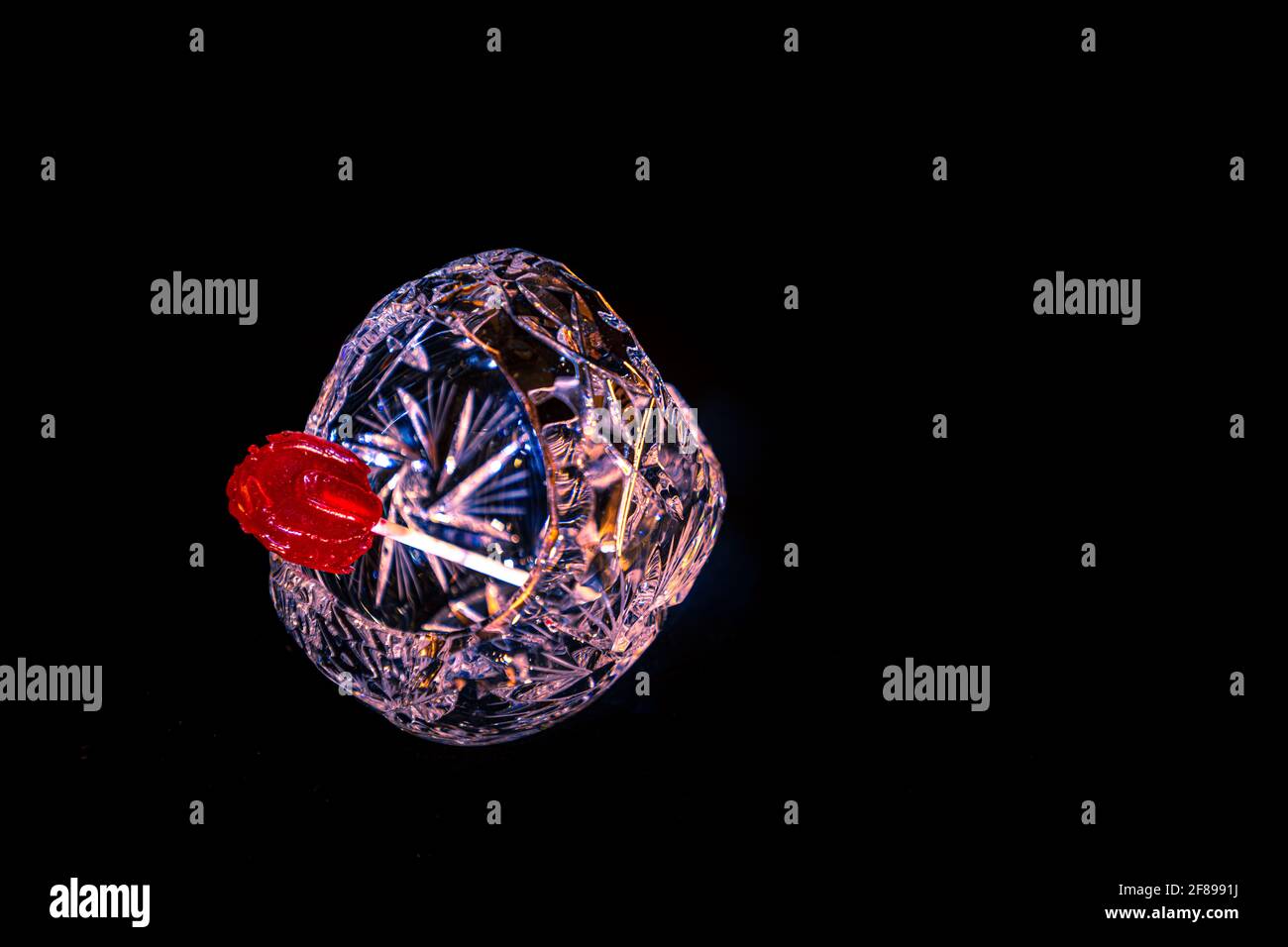 Crystal Candy Bowl on a black background Stock Photo