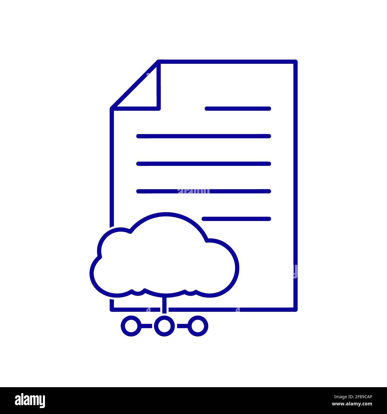 Document with cloud storage symbol flat icon. Pictogram for web. Line ...