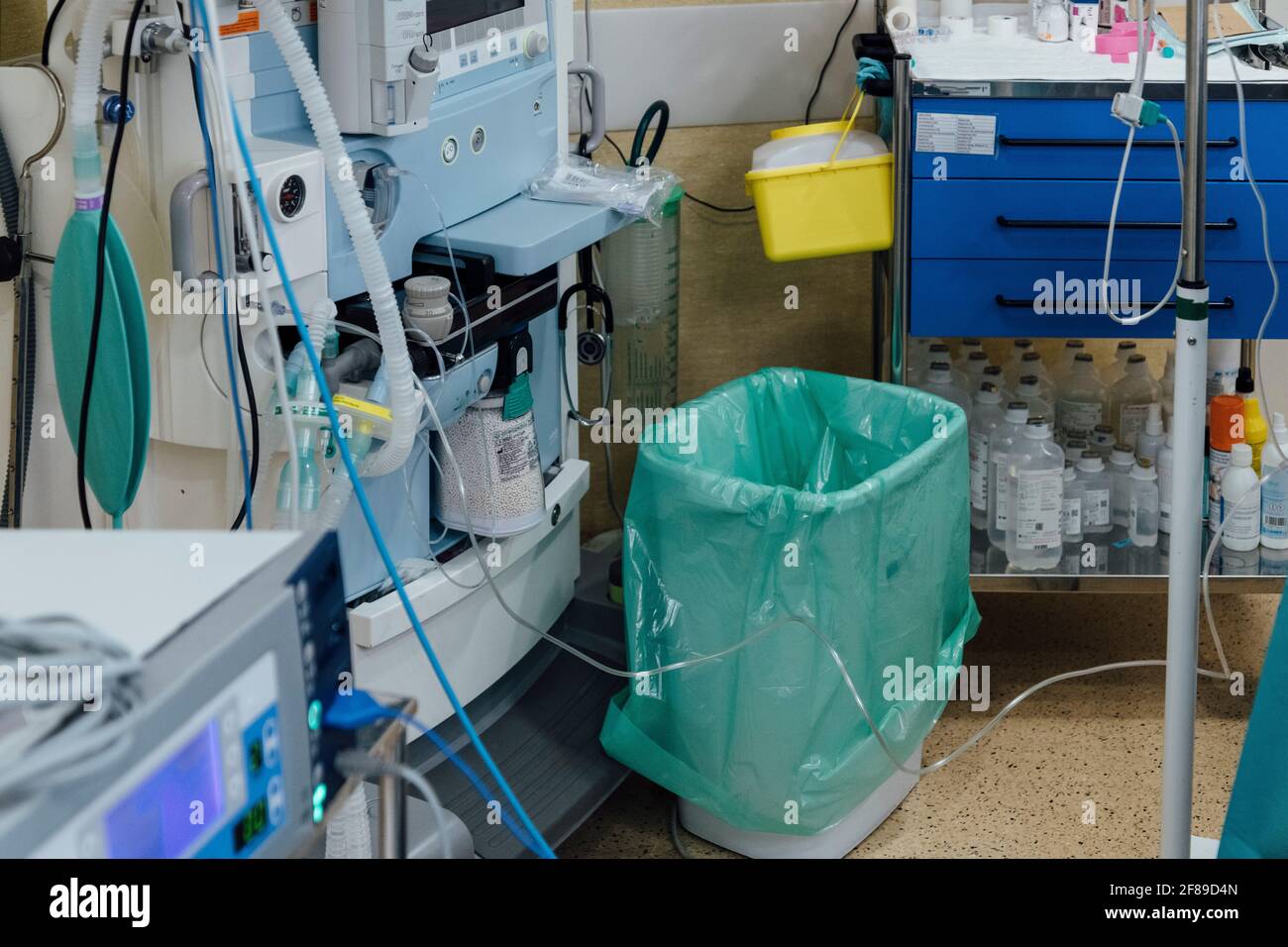 Trash bin inside the operating room Stock Photo Alamy