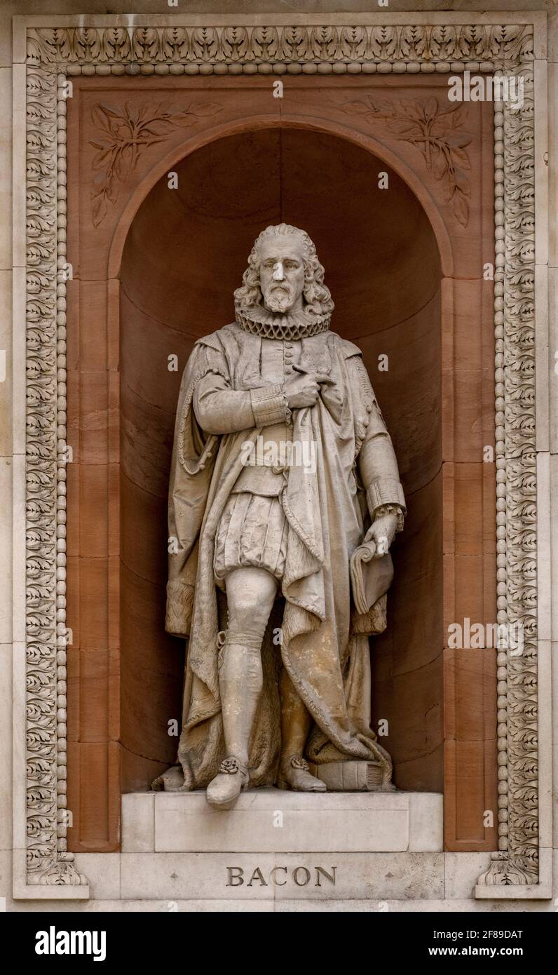 Statue of Francis Bacon by William Theed in niche above rear entrance