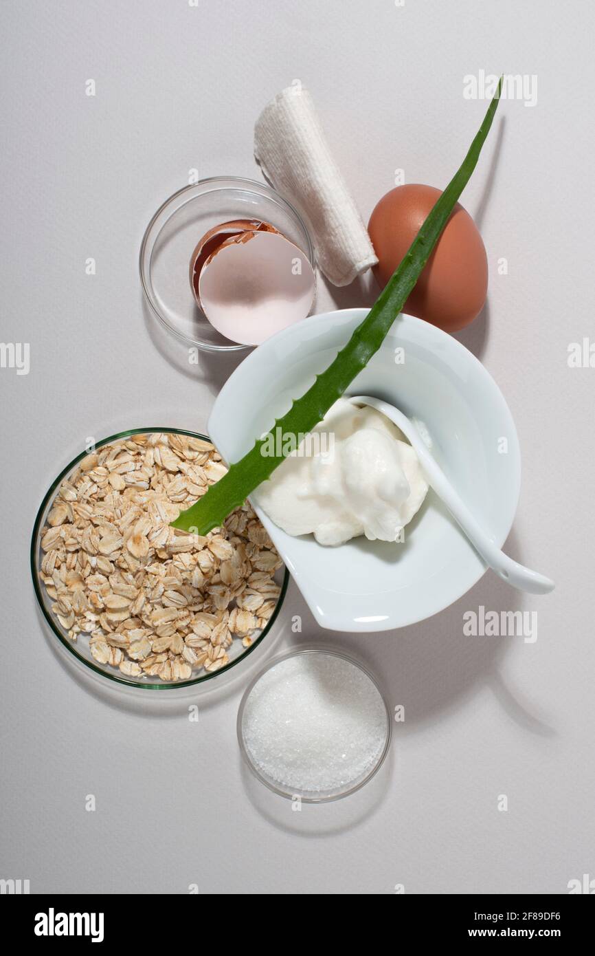 Egg White Face Mask ingredients. Whipped egg white, aloe, sugar