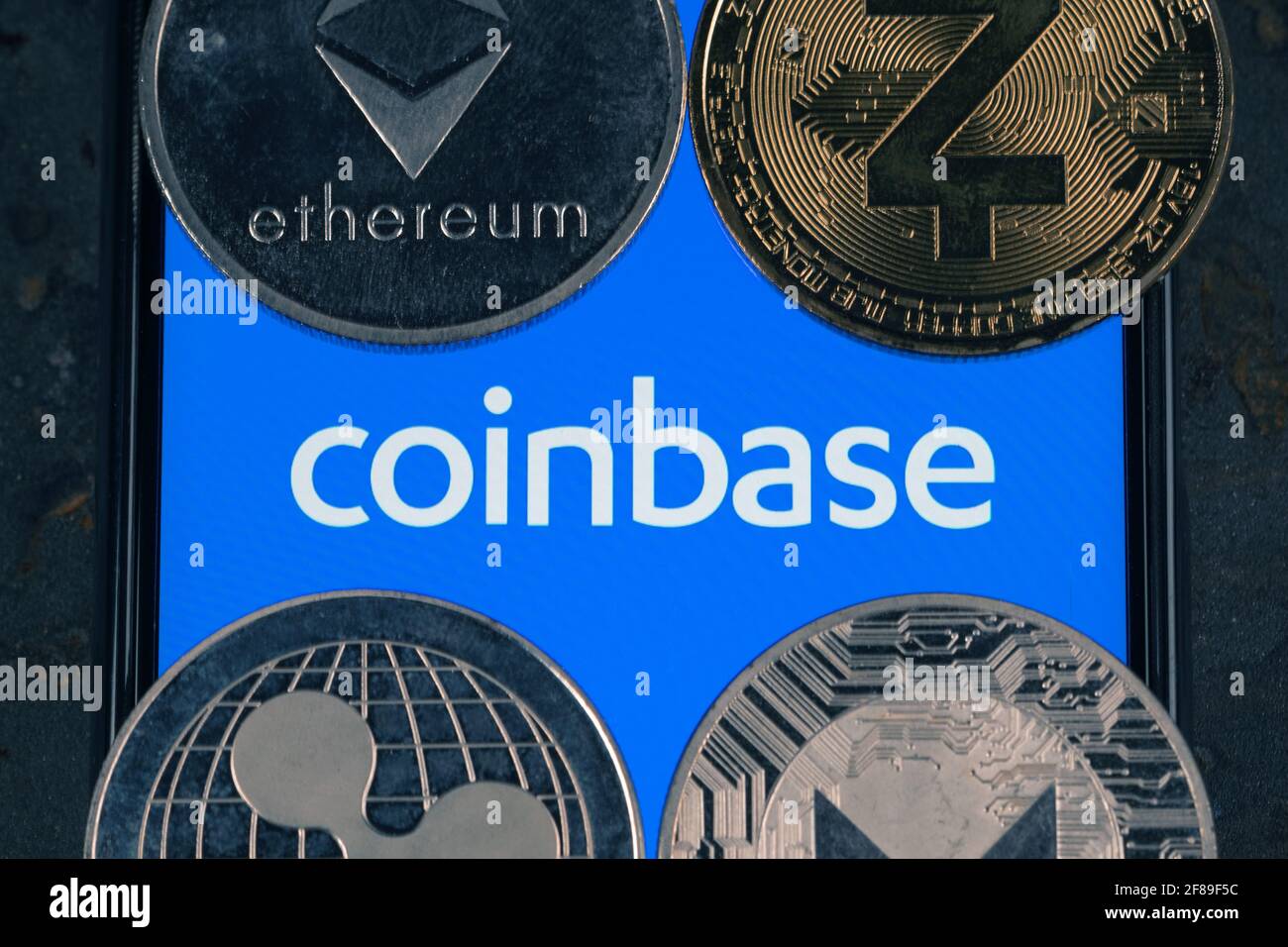 Coinbase crypto exchange logo on screen with altcoins. Ljubljana, Slovenia  - April 12 2021 Stock Photo - Alamy