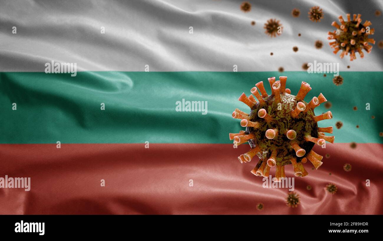 3D, Bulgarian flag waving and Coronavirus 2019 nCov concept. Asian