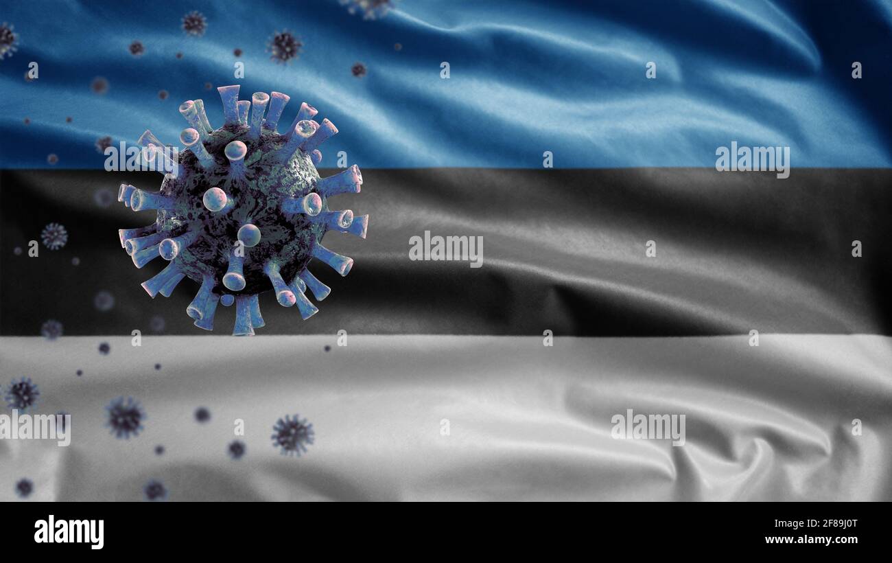 3D, Estonian flag waving and Coronavirus 2019 nCov concept. Asian ...