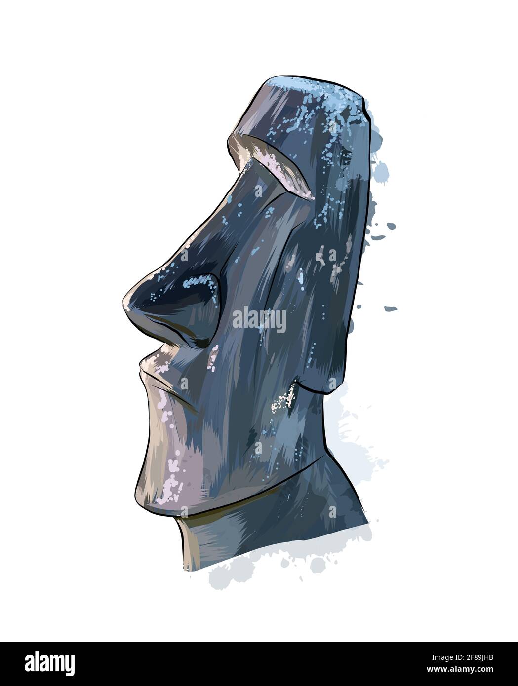 Cartoon-style moai statue