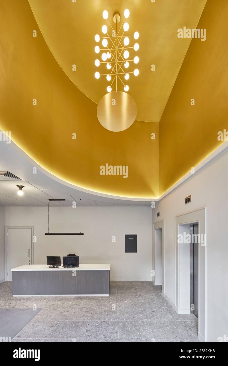 Reception desk with covid secure screen. Hanover Place Reception