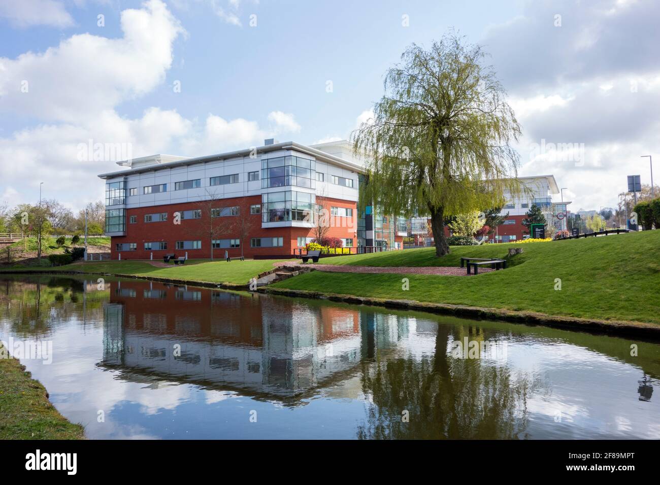 Daresbury science park also known as Sci-Tech Daresbury Enterprise on the  the Duke of Bridgewater canal near the village of Daresbury  Cheshire Stock Photo