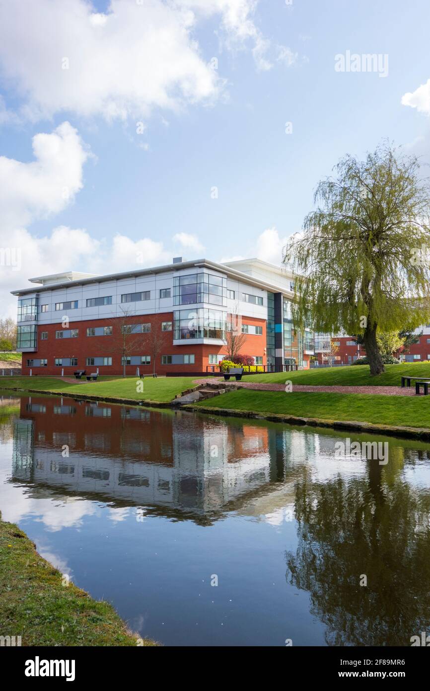 Daresbury science park also known as Sci-Tech Daresbury Enterprise on the  the Duke of Bridgewater canal near the village of Daresbury  Cheshire Stock Photo
