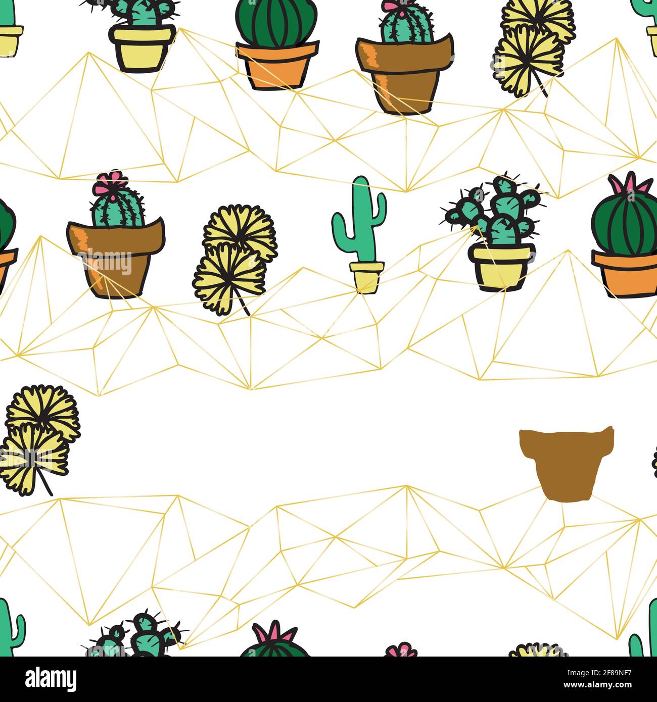 Vector background cactus plant in pot, succulents seamless pattern ...
