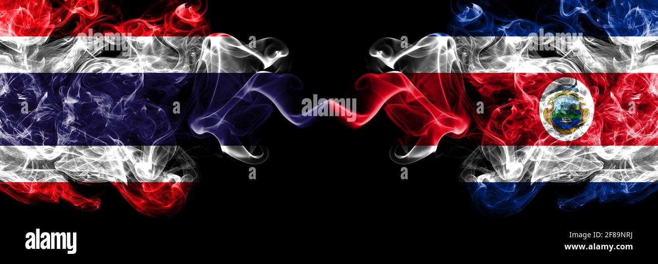 Thailand, Thai vs Costa Rica, coat smoky mystic flags placed side by