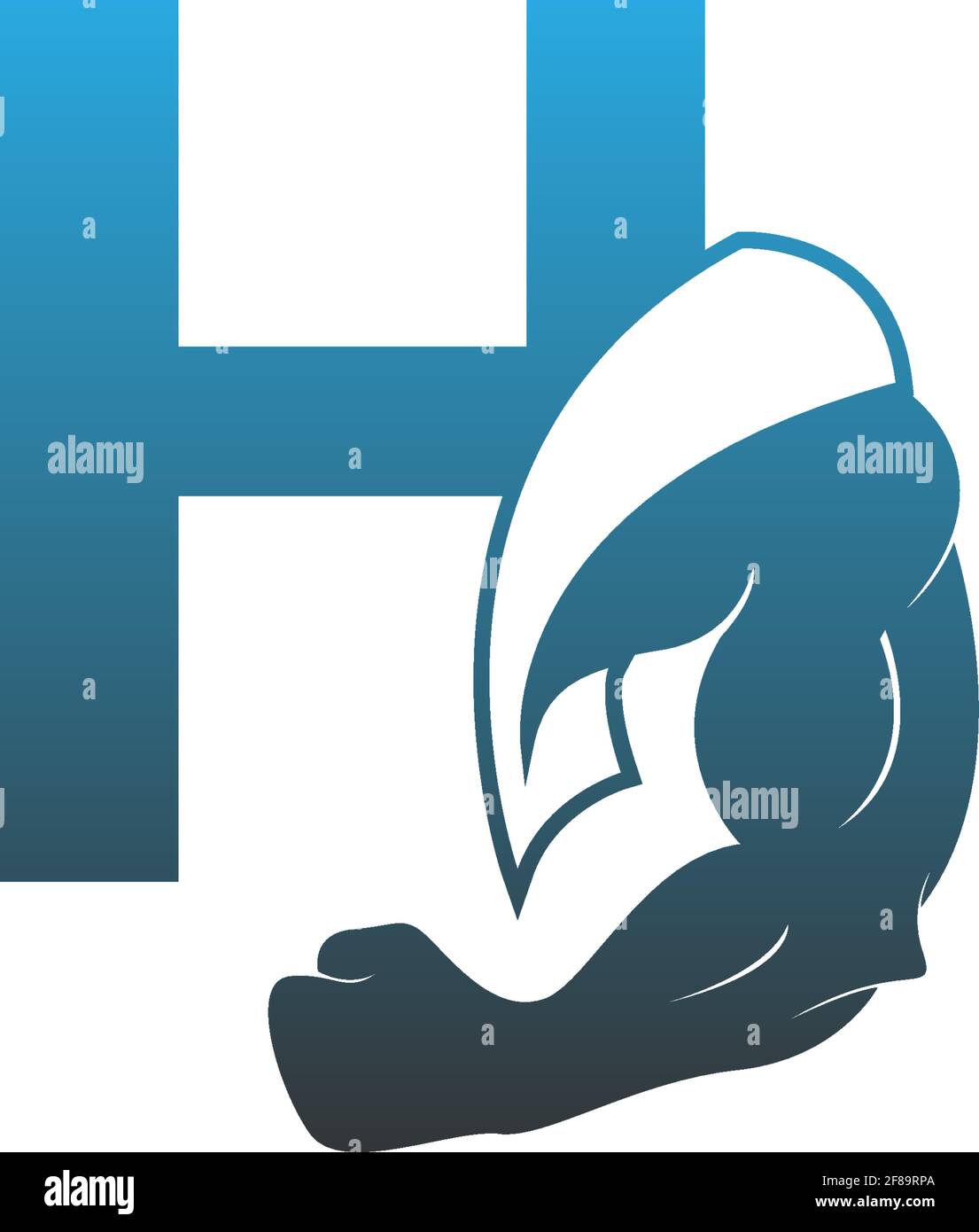 Letter H logo icon with muscle arm design vector illustration Stock ...