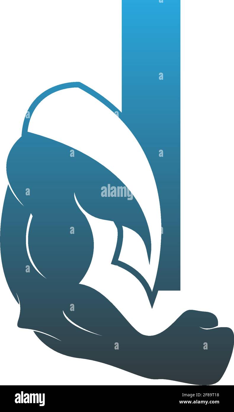 Letter I logo icon with muscle arm design vector illustration Stock ...
