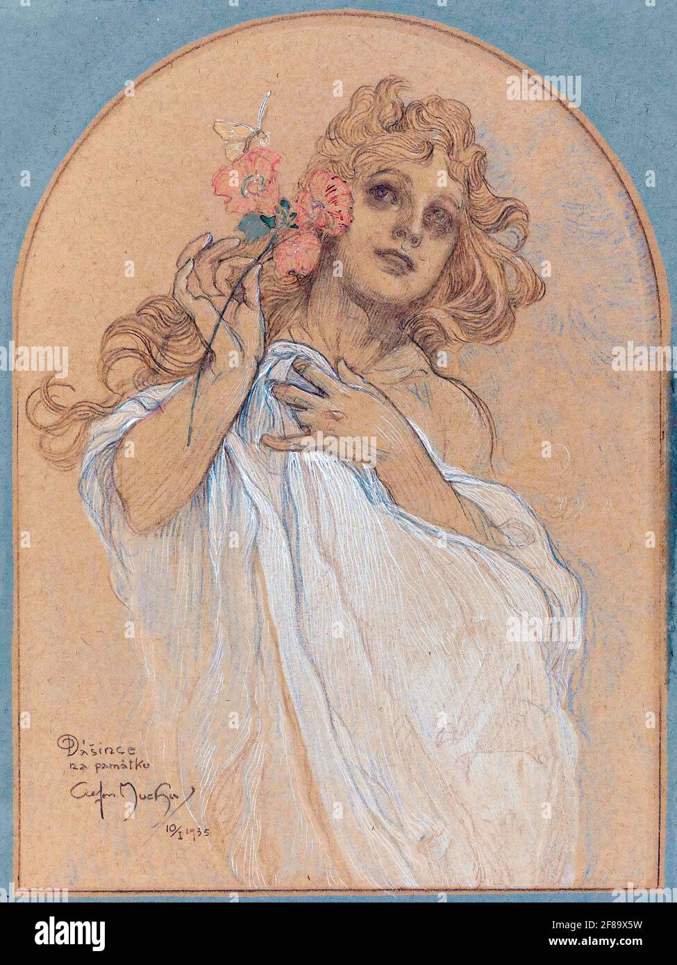 Allegory of Spring 2 – Art Nouveau by Alphonse Mucha Stock Photo