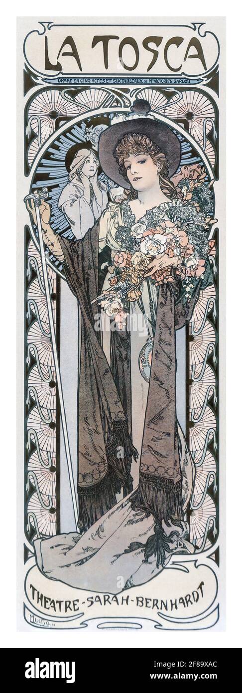 La Tosca, 1899, feat. Sarah Bernhardt – Art Nouveau by Alphonse Mucha Stock Photo