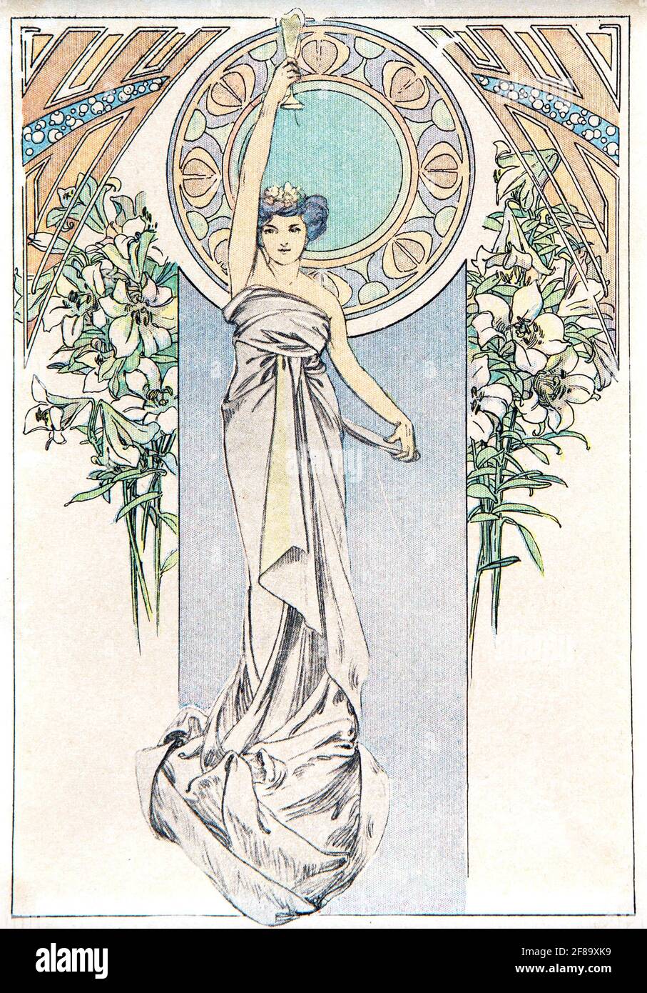 Menu card – Art Nouveau by Alphonse Mucha Stock Photo