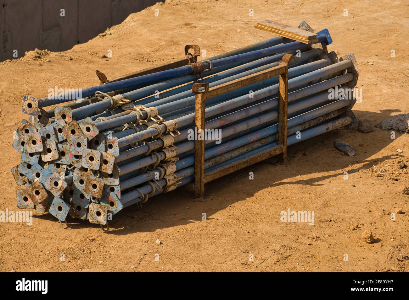 scaffolding parts for construction. metal Stock Photo Alamy
