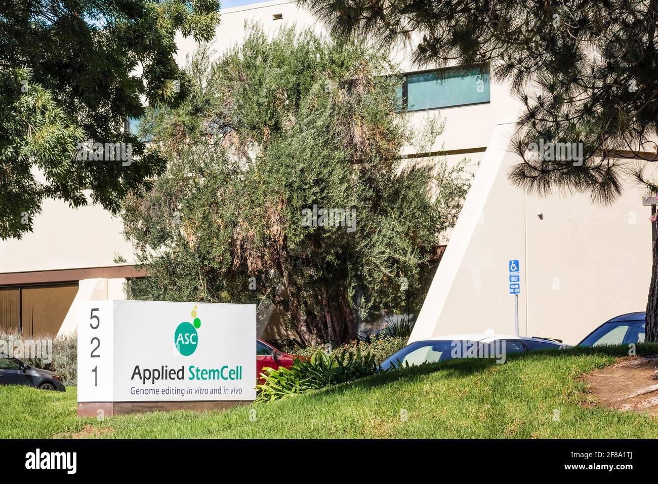 Sep 24, 2020 Milpitas / CA / USA - Applied StemCell headquarters in Silicon Valley; Applied StemCell Inc is a biotechnology company providing animal a Stock Photo
