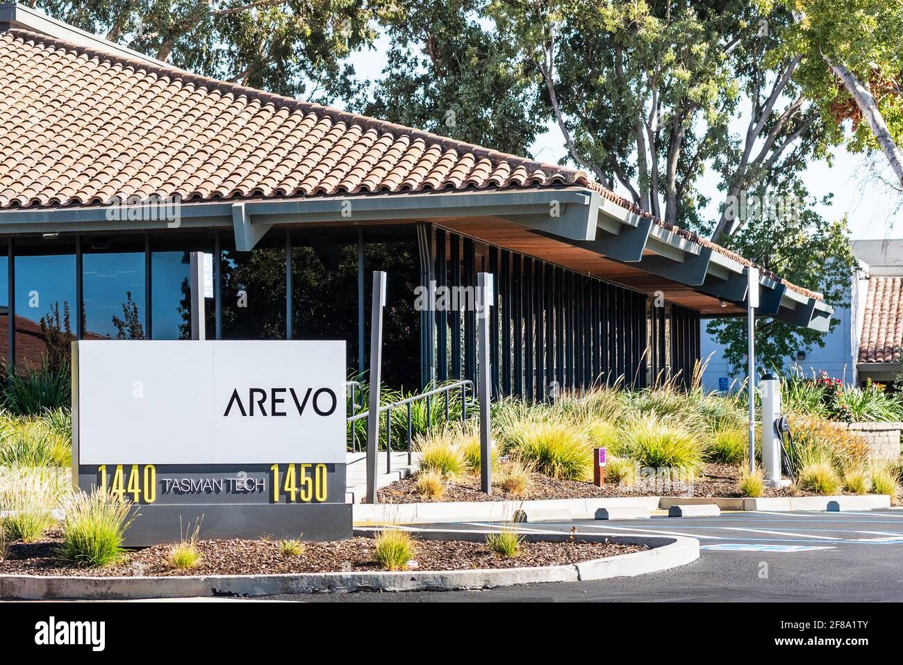 Sep 24, 2020 Milpitas / CA / USA - Arevo headquarters in Silicon Valley; Arevo, Inc. develops 3D printing technology Stock Photo