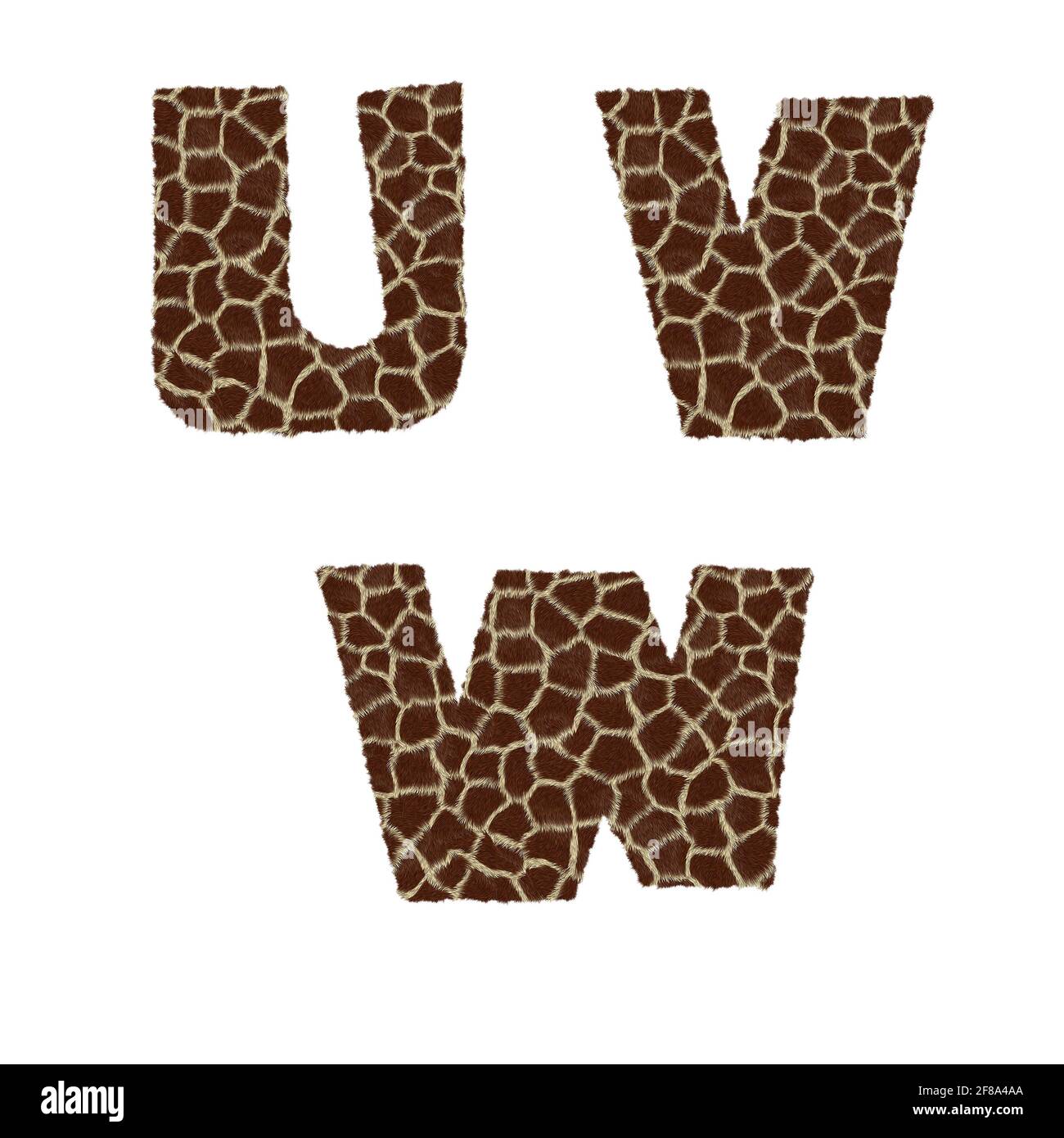 https://c8.alamy.com/comp/2F8A4AA/3d-rendering-of-giraffe-fur-alphabet-letters-u-w-2F8A4AA.jpg