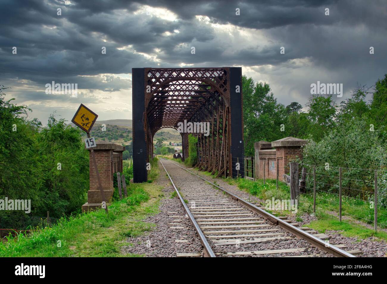 Old railway bridge located in Sierra de la Ventana Stock Photo