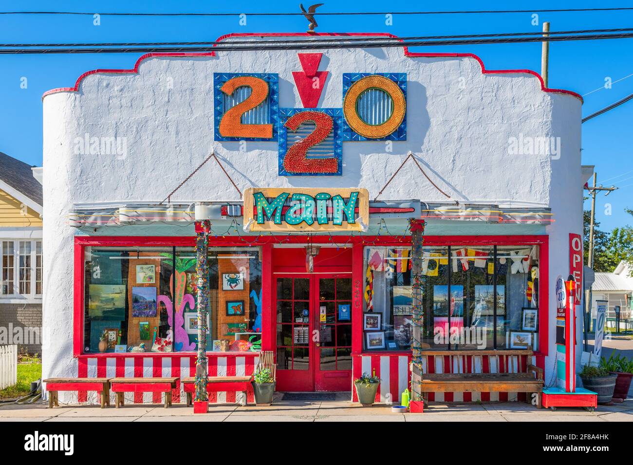 Colorful shop on Main Street, Bay St. Louis, Mississippi, USA. Stock Photo