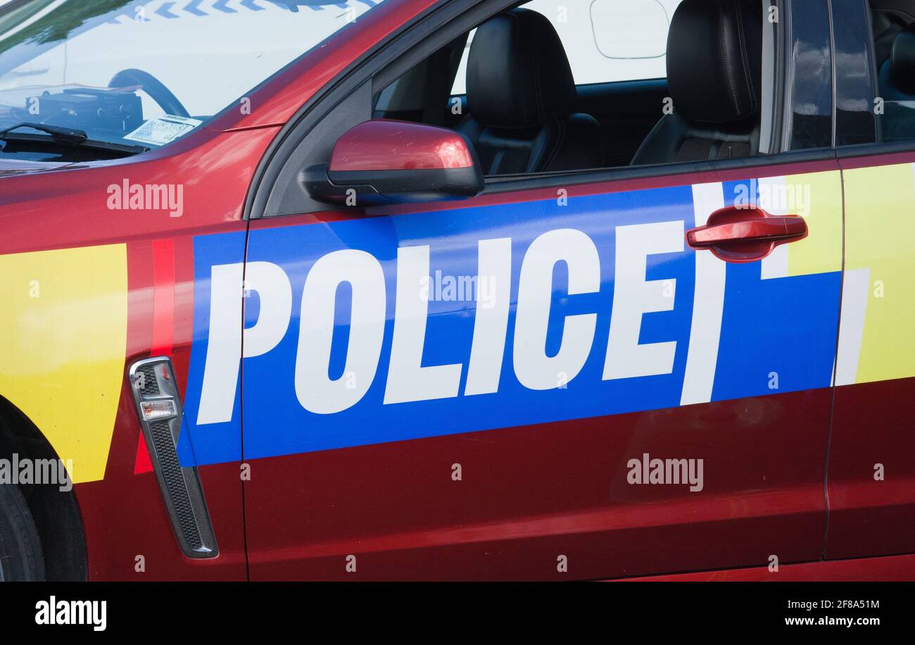 Feilding, New Zealand - Apr 7th 2018: Police car detail Stock Photo
