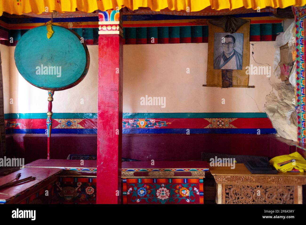 Zanskar, India 2012. Portrait of Dalai Lama in Tibetan Buddhist monastery Stock Photo